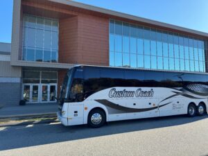 Custom Coach Bus at UNE. Photo Provided by Custom Coach of New England