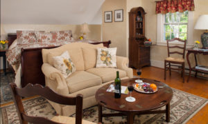 Captain Lord Mansion Lounge Area in Guestroom, Photo Courtesy of Kennebunkport Captains Collection
