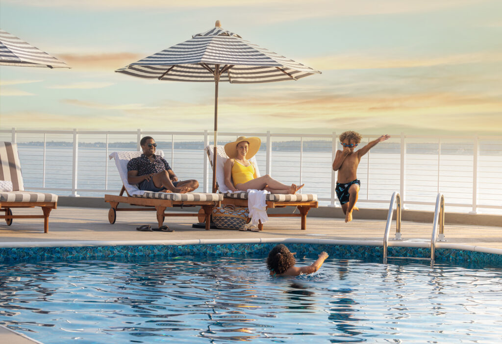 Family at Pool. Photo Credit: Spruce Point Inn Family at Pool. Photo Credit: Spruce Point Inn