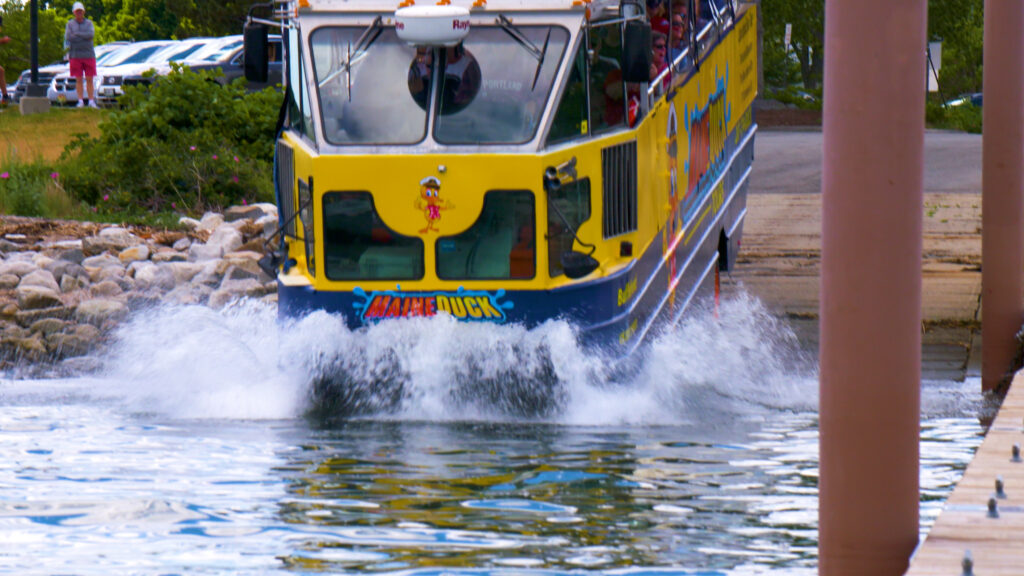 Duck Boat Entering Water. Photo Provided by Quack N' Cruise