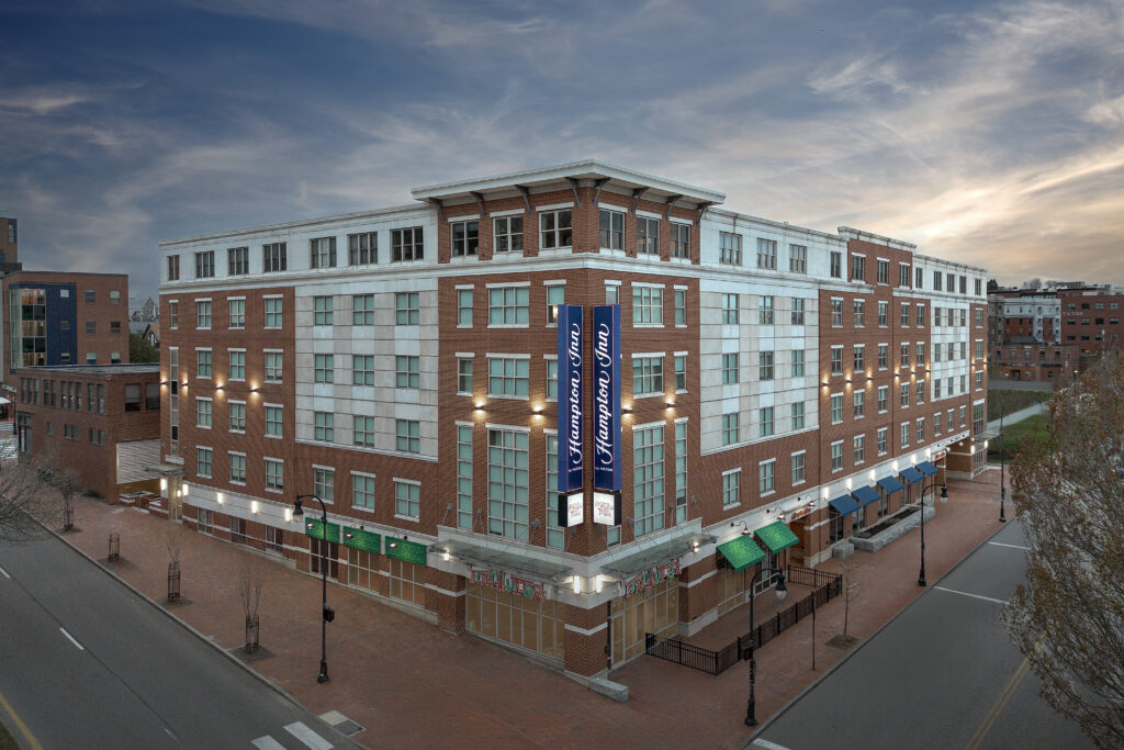 Hotel Exterior. Photo Credit: Hampton Inn Portland Downtown Waterfront Hotel Exterior. Photo Credit: Hampton Inn Portland Downtown Waterfront