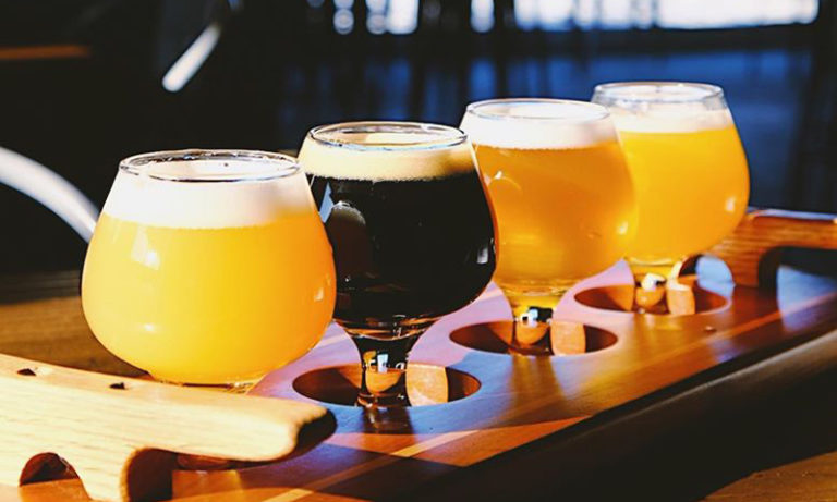 Flight of Beer. Photo Provided by Mast Landing Brewing Company