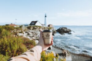 Coffee by Portland Head Light. Photo Credit: Coffee By Design