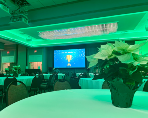 Banquet Set up. Photo Provided by Headlight Audio Visual, Inc.