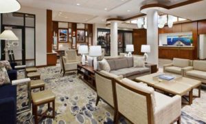 Lounge area. Photo Provided by Hilton Garden Inn Portland Downtown Waterfront