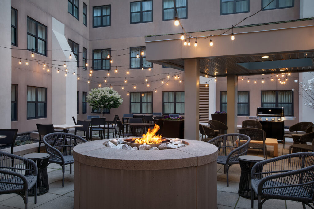 Outdoor Firepit at Residence Inn Portland Downtown Waterfront. Photo credit: Brett Patterson