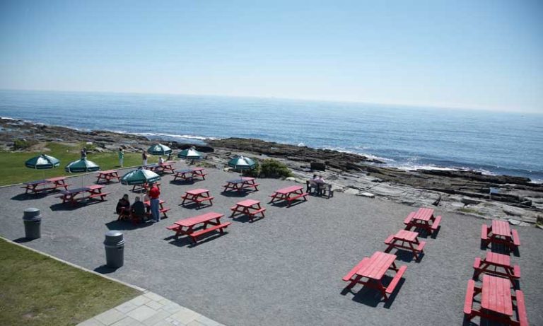 Outdoor Seating with Water View. Photo Provided by Lobster Shack at Two Lights