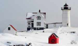 Nubble Lighthouse in Winter. Photo Provided by Maine Day Trip Tours