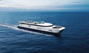 Exterior of ferry. Photo Provided by Bay Ferries - The CAT