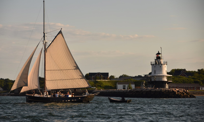 Sailboat at Bug Light. Photo Provided by Casco Bay Custom Charters