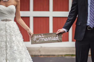 Just Married Sign. Photo credited to Cuppa Photography