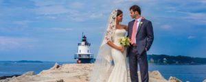 Wedding Couple at Bug Light. Photo Credit: Luxury Hero