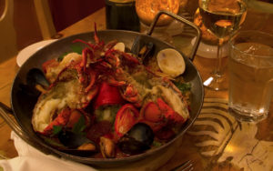 Fine Dining Lobster Paella Meal at Restaurant, Photo Credit: Cynthia Farr Weinfeld