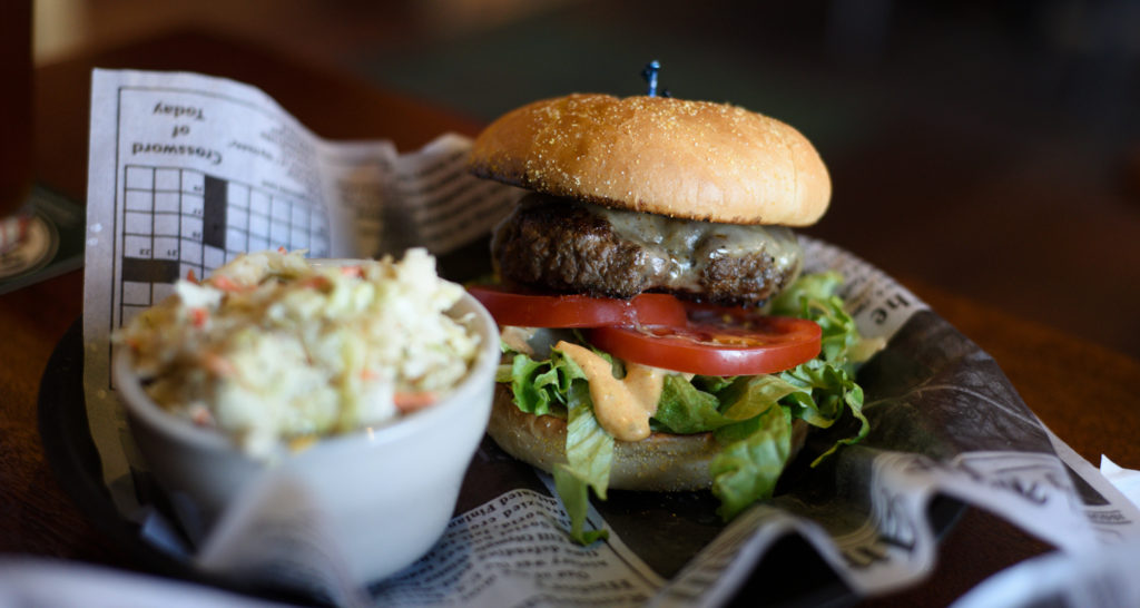 Grittys Brewpub Burger, Photo Credit: Capshore Photography