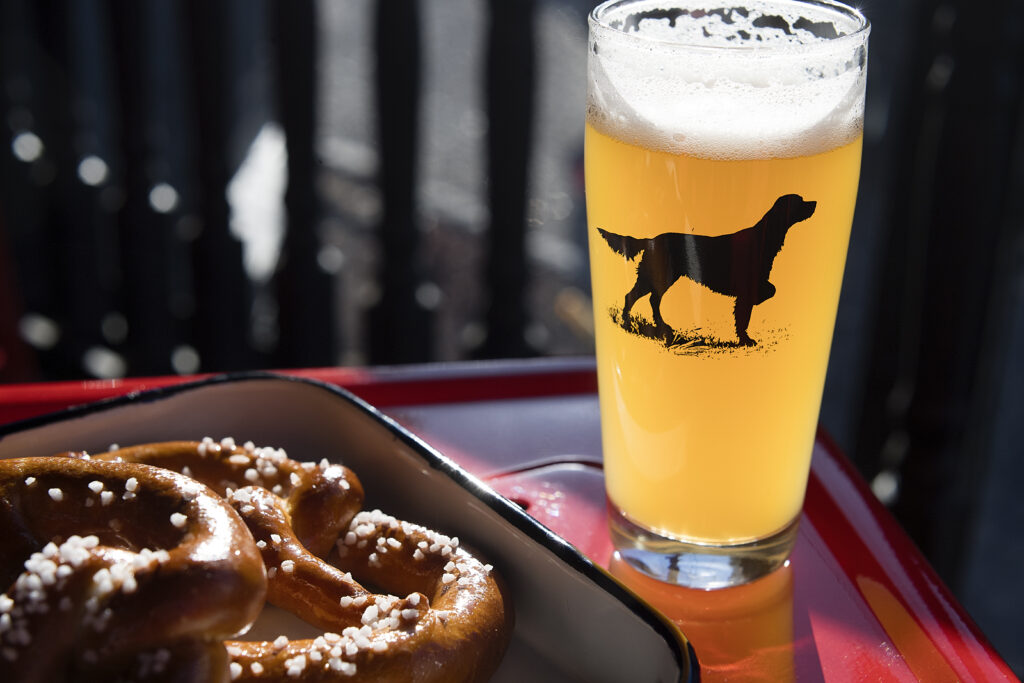 Pretzel and glass of beer. Photo Credit: Nicole Wolf