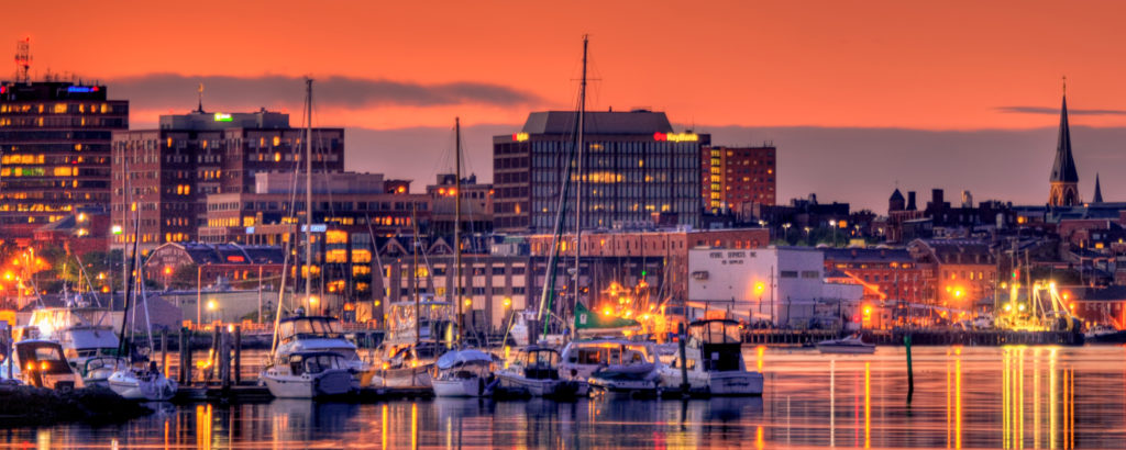 Portland Maine Downtown City Lights at Sunset, Photo Credit: Kim Seng