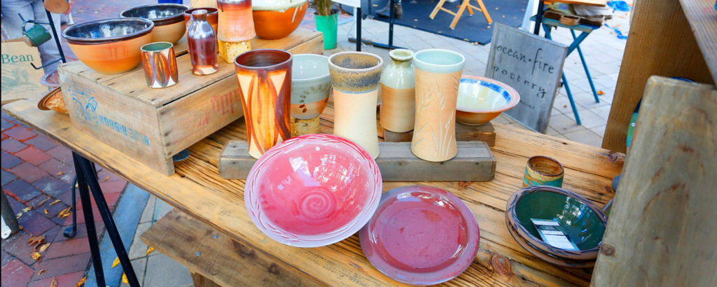Pottery Display at Freeport Fall Festival, Photo Courtesy of Visit Freeport