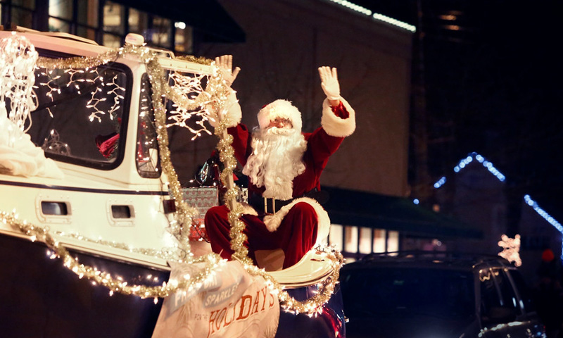 Sparkle Celebration with Santa Riding on Lit-up Float, Photo Courtesy of Visit Freeport