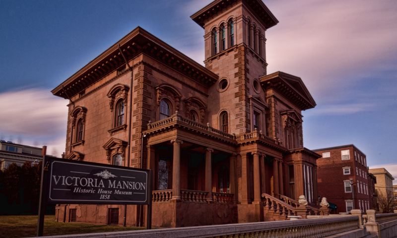 Outside the historic house museum Victoria Mansion, Photo Courtesy of CFW Photography