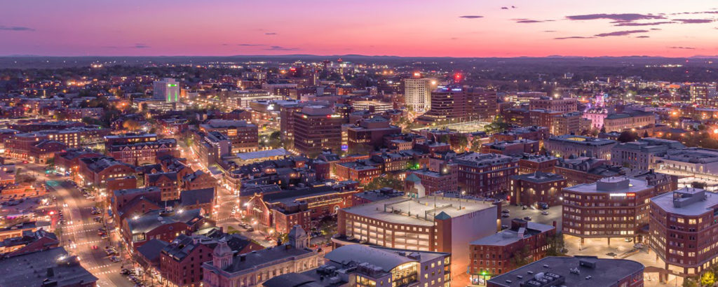 Portland Cityscape Drone at Night, Photography by Peter G. Morneau