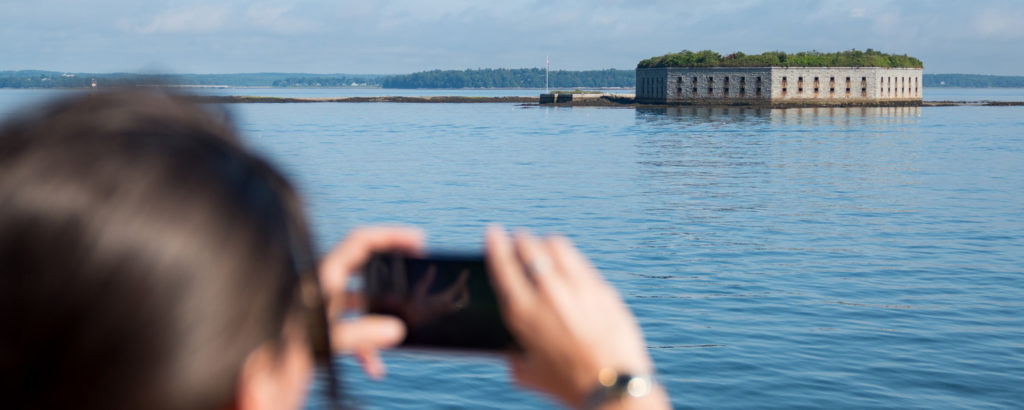 Snapping a Photo of Fort Gorges from Sailboat, Photo Credit: Kirsten Alana