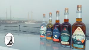 Three of Strong Spirits Rum Lined-Up on Sailboat, Photo provided by Portland Schooner Co.