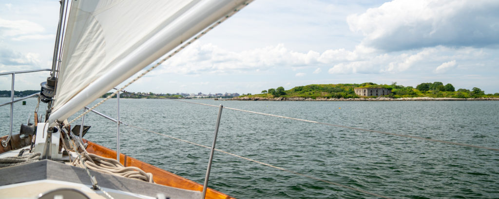 Schooner Passing Near Fort Gorges, Photo Courtesy of GLP Films