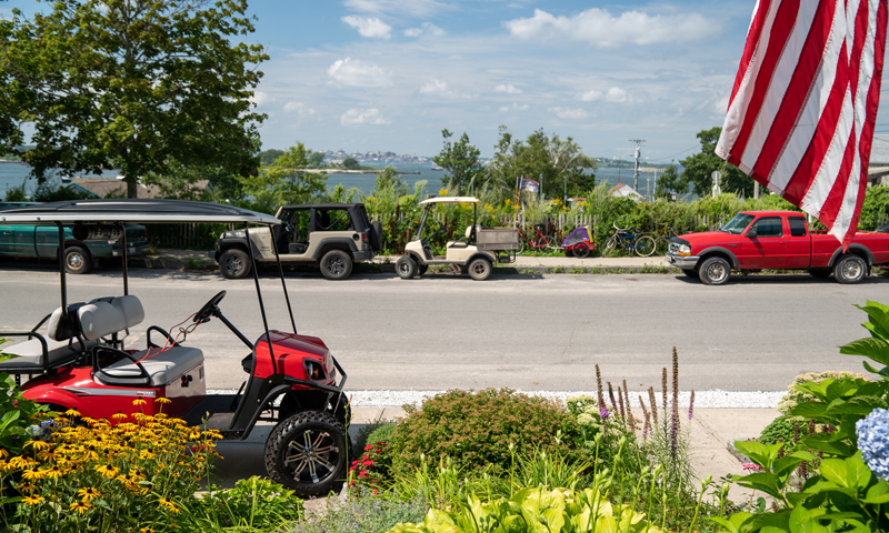 Golf Carts on Peaks Island, Photo Courtesy of Visit Portland / GLP Films