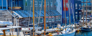 Sailboats Lined-up Along the Working Waterfront, Photo Credit: Peter G. Morneau