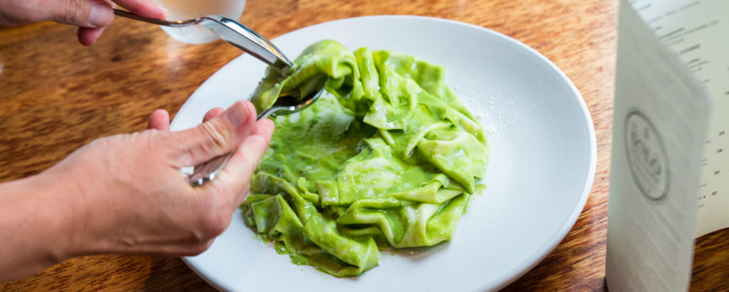 Plated Italian Pesto Dinner on a Food Tour, Photo Courtesy of Kirsten Alana / GLP Films Plated Italian Pesto Dinner on a Food Tour, Photo Courtesy of Kirsten Alana / GLP Films