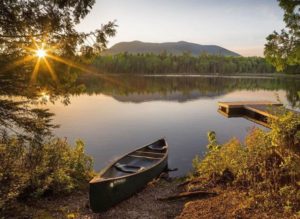 Canoe perched on water's edge at Baxter State Park