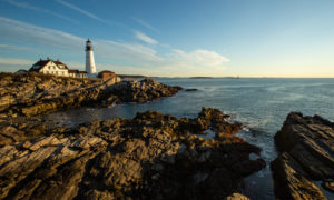 Portland Head Light From a Distance with Rocky Coast, Photo Credit: Visit USA Parks and Tobey Schmidt
