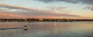 Portland Cityscape from Casco Bay with Lobster Boat, Photo Credit: Visit USA Parks and Tobey Schmidt