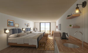 Bluebird Ocean Point Inn Guestroom. Photo Credit: Lark Hotels