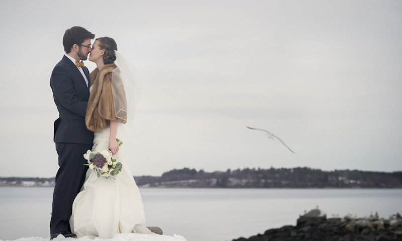 Winter Wedding Couple, Photo Credit: Kate McElwee Photography