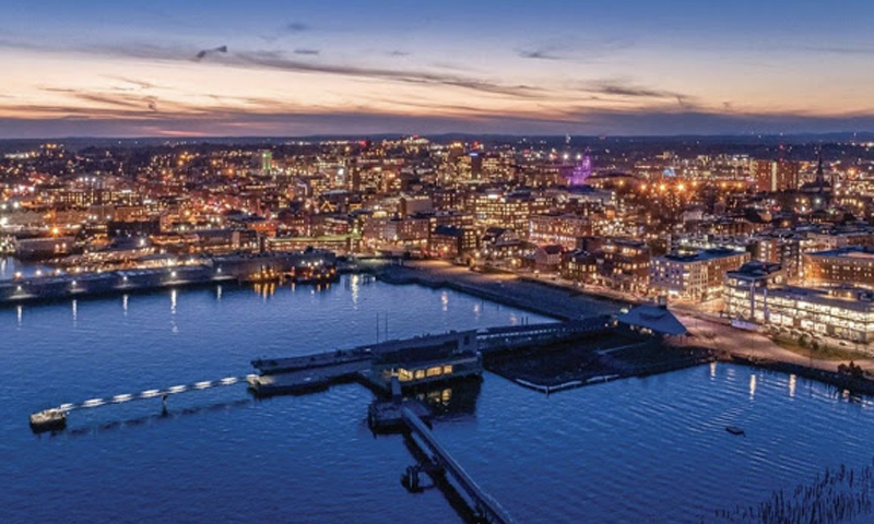 Portland Downtown Nighttime Drone, Photo Credit: Peter G. Morneau Photography