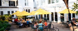 Cheerful Courtyard at The Harraseeket Inn, Photo Courtesy of Visit Freeport