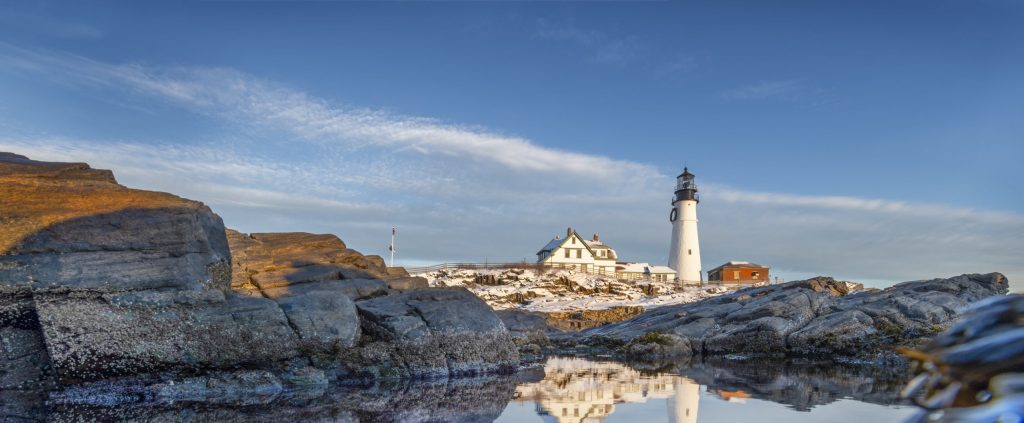 Snowy Portland Head Light Lighthouse. Photo credit: Chris Lawrence