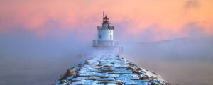 Spring Point Ledge Light with Fog and Pink Skies, Photo Credit: Benjamin Williamson