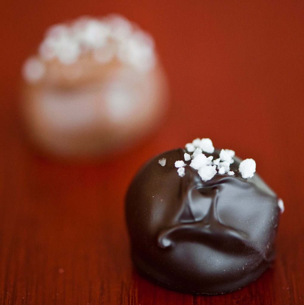 Maine sea salt caramels, in dark & milk chocolate, Melissa Mullen Photography
