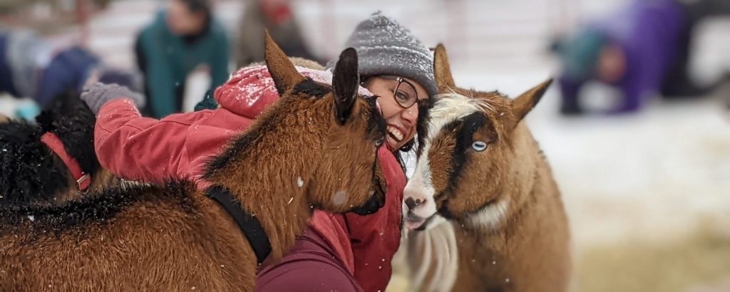 Winter Goat Yoga at Smiling Hill Farm, Photo Credits: Ashley Flowers