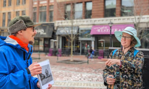 Monument Square Portland by the Foot Downtown Tour. Photo Credit: Dela Murphy