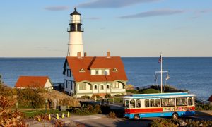 Trolley at Portland Head Light, Photo Credits: Joe Faragalli