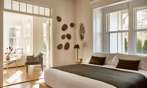 Guestroom at AWOL Kennebunkport. Photo Credit: Read Mckendree