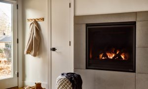 Fireplace at AWOL Kennebunkport. Photo Credit: Read Mckendree