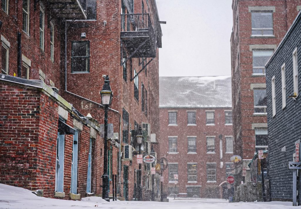 Snow on Wharf Street, Photo Credits: Elizabeth Gross Photography