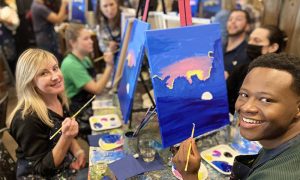 Group Painting Activity. Photo Courtesy of Muse Paintbar