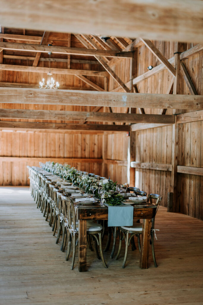 Table Setting in Mid Barn. Photo Credit: Chris Bennett Photography