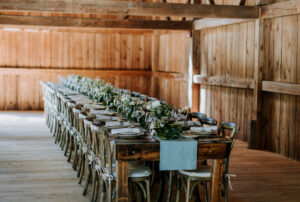 Table Setting in Mid Barn. Photo Credit: Chris Bennett Photography