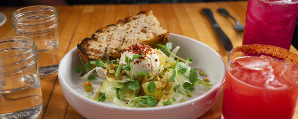 Burrata salad from Gather in Maine, Photo credit to Capshore Photography